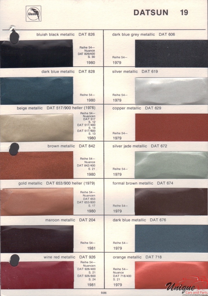 1980 Datsun Paint Charts Glasurit 3